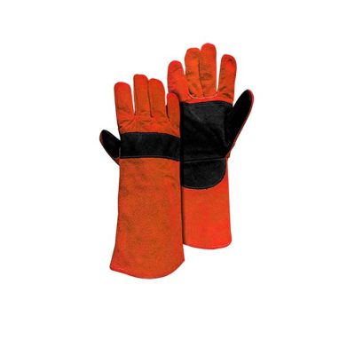 Guantes Cuero Soldador Descarne Naranja - Negro con Refuerzo Steelpro