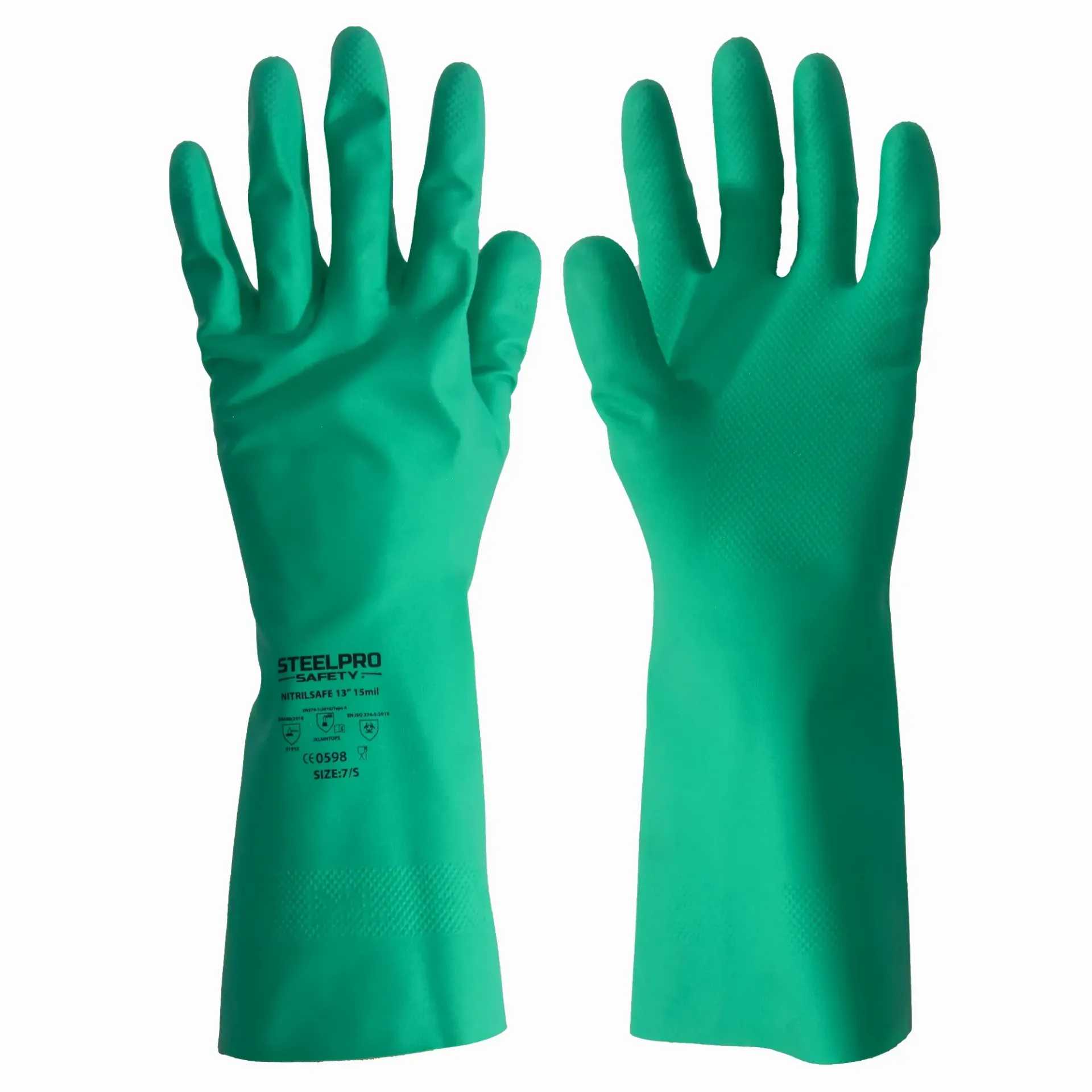Guante de Nitrilo Verde Steelpro Nitrilsafe 13" (15 mil)