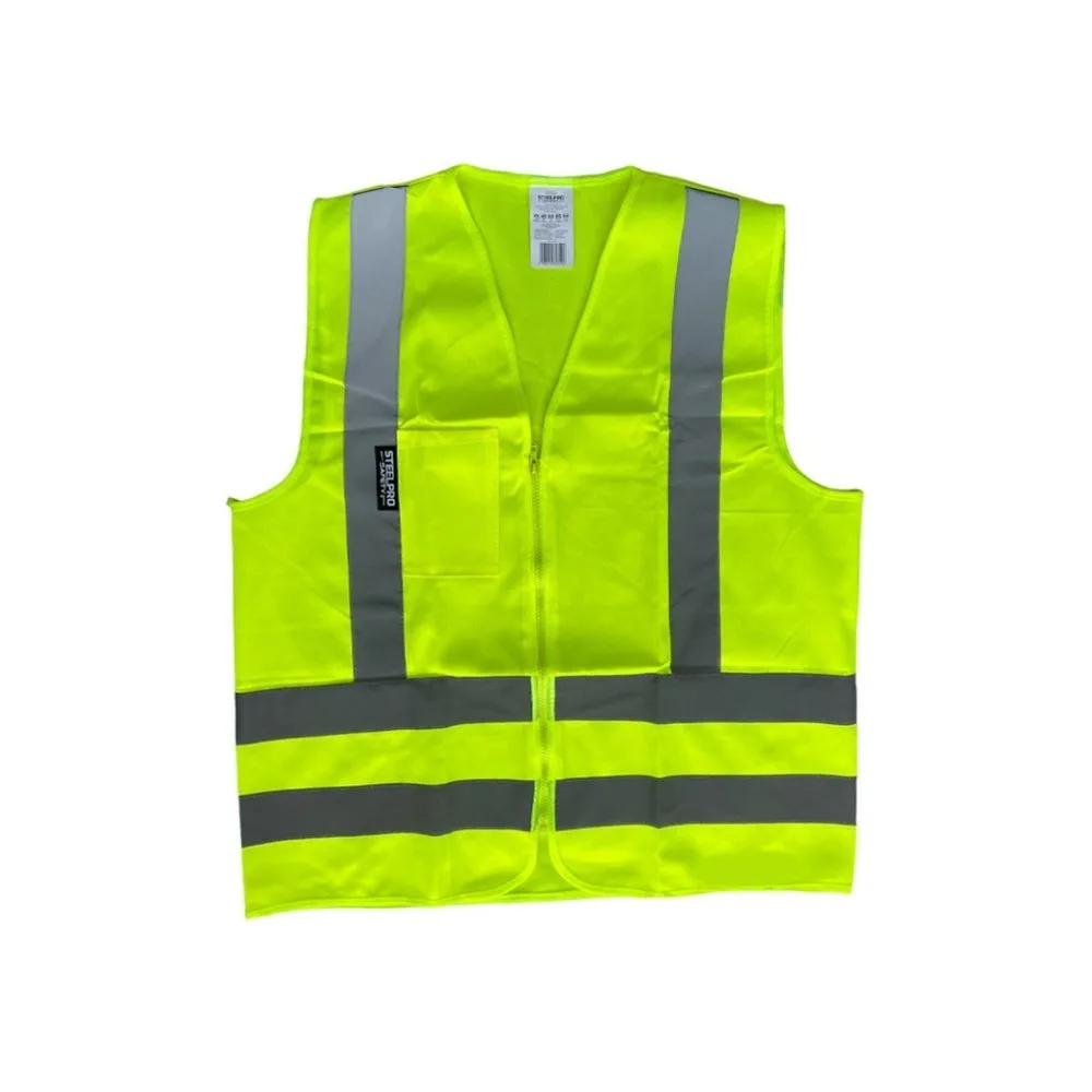 Chaleco de alta visibilidad verde fluorescente de 4 bandas reflectivas STEELPRO Alta Velocidad