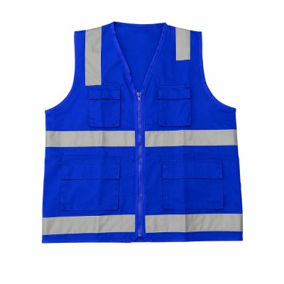 Chaleco de Drill Azul con Cinta Reflectiva Tipo H Nacional