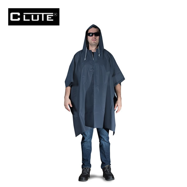 Poncho Impermeable PVC Azul Marino con Capucha Clute