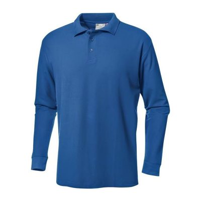Polo Pique Manga Larga Azul