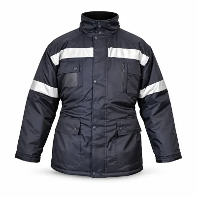 Parka térmica impermeable azul marino con cintas reflectivas