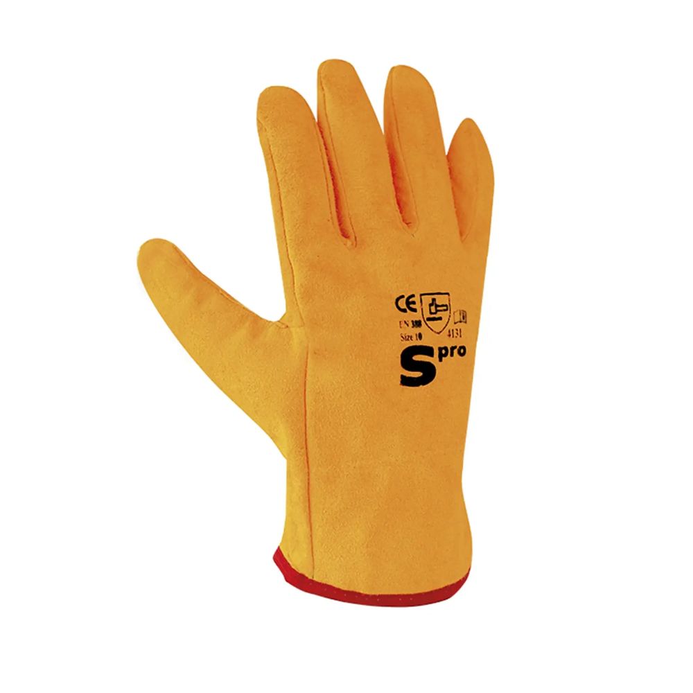 Guante Spro Conductor Carnaza Amarilla 10 pulgadas